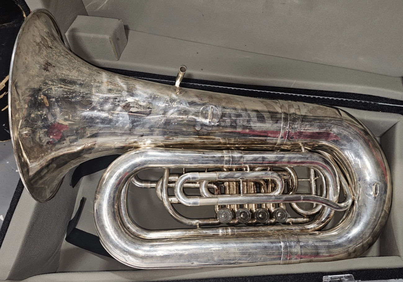 Mack Brass Silver TU-210s Bb 4 Rotary Valve Tuba - Image 5